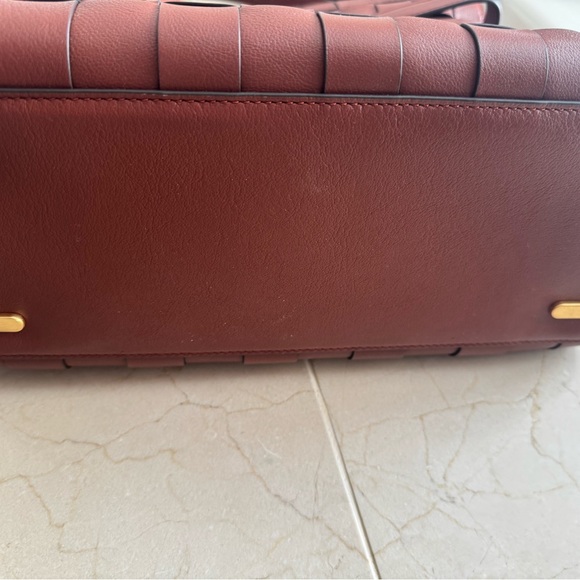 Tory Burch Lee Radziwill Woven Leather Shoulder Bag in Brown with Gold Hardware - Picture 6 of 6